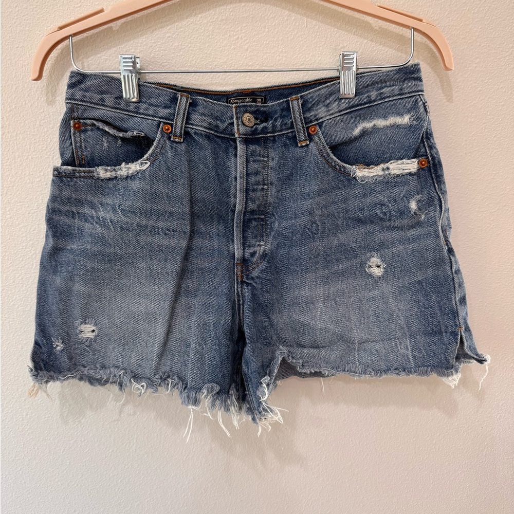 Abercrombie & Fitch Blue Distressed Jean Shorts